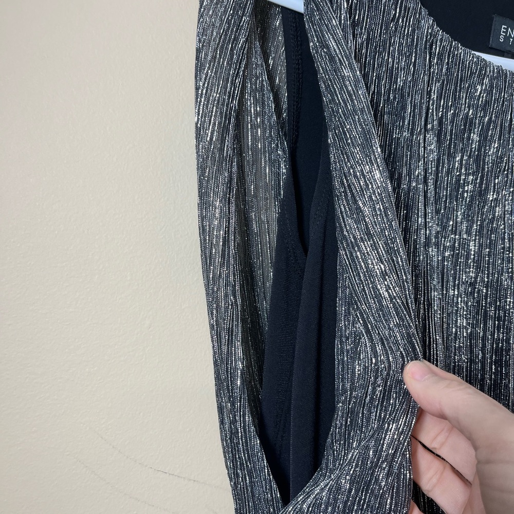 Enfocus Studio Silver Black Blouson Dress Size 4 Tiered Y2k Party Cocktail - Picture 5 of 10